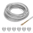 thumbnail image 1 of Uxcell 3/16 Clear Vinyl Coated Wire Rope 98ft Galvanized Steel with 6PCS M6 Loop Sleeves, 1 of 7