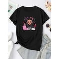 thumbnail image 2 of Camiseta De Mujer Camiseta De Verano Para Mujer Para Viajes En La Calle TrabajoCartoon Women's Portrait Print Comfortable Breathable Sports T-shirt, Casual Short Sleeve Crew Neck Top For Spring & Su, 2 of 5