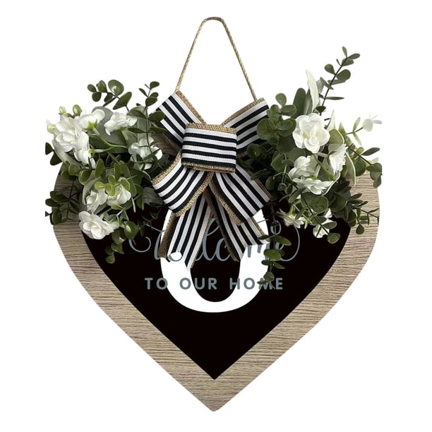 Guirnalda de 26 letras en forma de corazón con el apellido A Z para colgar en la puerta de entrada Guirnalda de primavera para colgar en la puerta de entrada