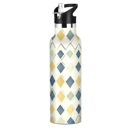 

Kids Insulated Stainless Steel Sports Water Bottle 600ml (20oz) BPA-Free Small Triangles and Diamond Shapes