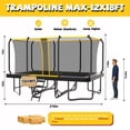 thumbnail image 5 of Mersco 12x18FT Kids Adults Trampoline, ASTM Certified Heavy Duty Outdoor Trampoline with Safety Enclosure Net and Upgraded Ladder for Backyard Family Fun, Fitness Trampoline MAX, 5 of 12