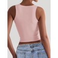 thumbnail image 5 of Women'S Square Neck Sleeveless Double-Layer Tank Tops Basic Tight T Shirts Pink S, 5 of 7