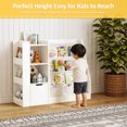 thumbnail image 2 of Pusnapku 39" Wide Horizontal Bookcase, Wooden 3-Tier Display Shelf with Drawer and Side Storage, Toy Organizer for Living Room, Playroom, Bedroom, 2 of 9