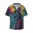 thumbnail image 2 of Lsque Neon Zombie Skull print Men's Cuban Collar Short Sleeve Shirt Summer Beachwear Casual Button Down Fashionable Vacation Leisure Shirt-Small, 2 of 7