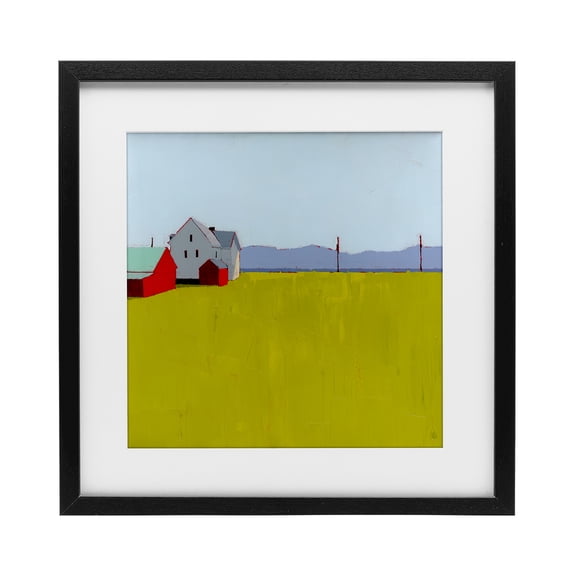 Farmhouse & Shed Landscape Black Framed Print Under Glass, design by Ruth LaGue