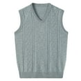 thumbnail image 2 of pstuiky Camisetas sin mangas para hombre, Suéter elástico de cuello redondo tejido en color liso para hombre Chaleco para hombre m, 2 of 4