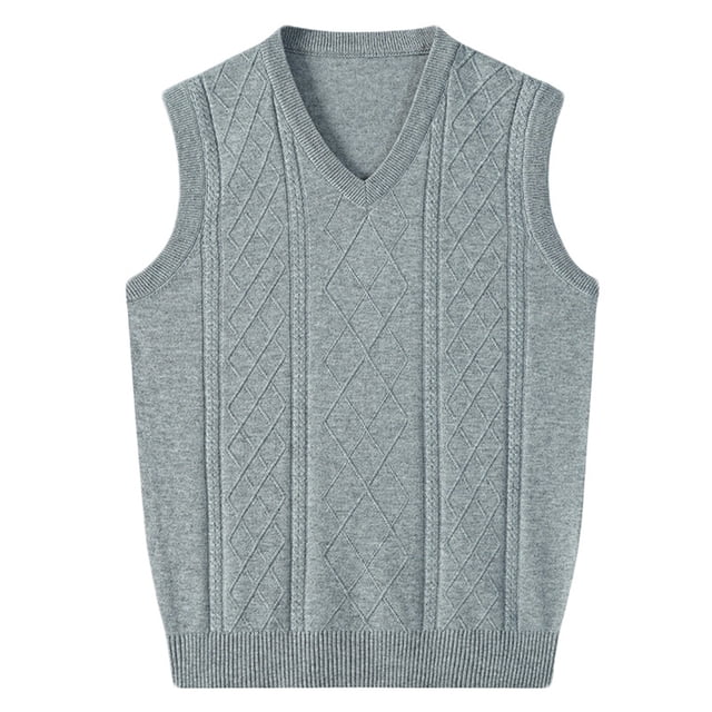 pstuiky Camisetas sin mangas para hombre, Suéter elástico de cuello redondo tejido en color liso para hombre Camisas de hombre l