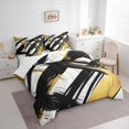 thumbnail image 3 of Homewish Black Golden Stripes Lines Twin Bedding Sets 7-Piece for Female Men Adults,Vintage Aesthetic Bedding Comforter Set Microfiber,Geometric Theme Breathable Sheet Sets,Luxury Bedroom Decor, 3 of 8