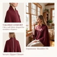thumbnail image 3 of YAMB Heated Wearable Blanket Shawl, Portable USB Warm Heating Throw Wrap with Zipper, Soft Fleece Heating Cape for Home Office Outdoor Winter Use, Wine, 3 of 8