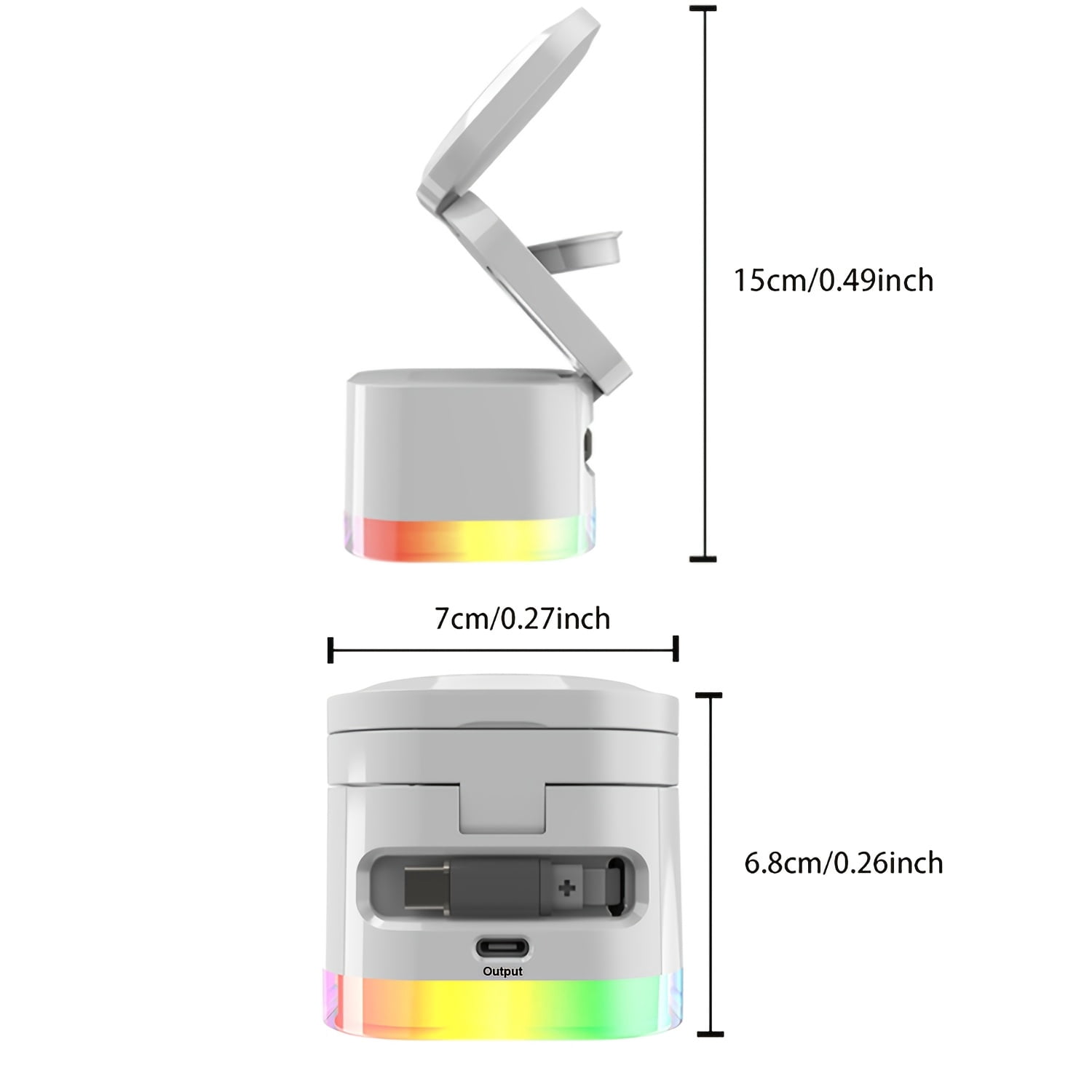 Foldable 5-in-1 Magnetic Wireless Charging Station with RGB Light & Retractable Cable for iPhone 17-12, Apple Watch, Airpods