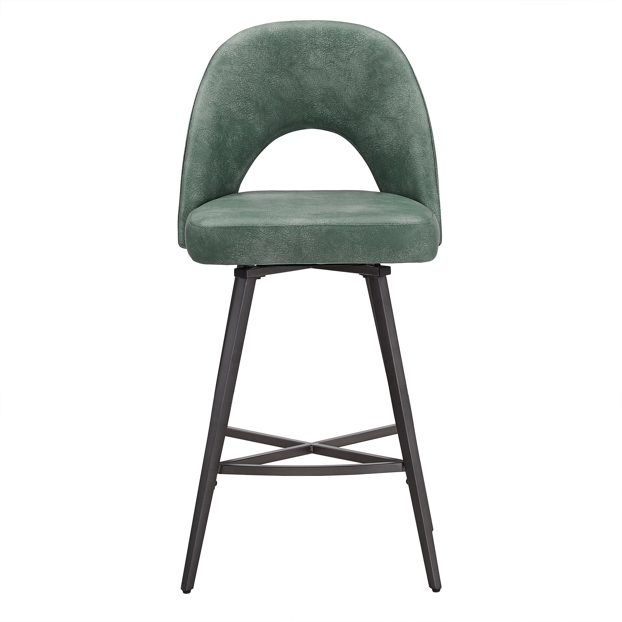 Weston Home Krista 24" Metal Swivel Mid Back Counter Stools, Set of 2, Teal
