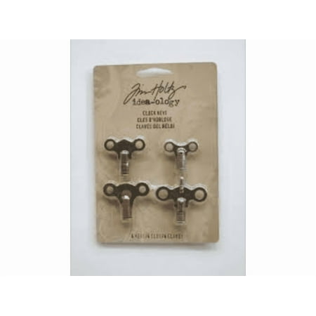 Idea-Ology Metal Clock Keys .75"X1" To 1.25"X1.5" 4/Pkg-Antique Nickel, Brass & Copper