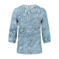 thumbnail image 5 of Yuanlook Womens Tops Dressy Casual Blouses 3/4 Length Sleeve Collared Neck Work Tees Shirts - Blue - XXL, 5 of 5