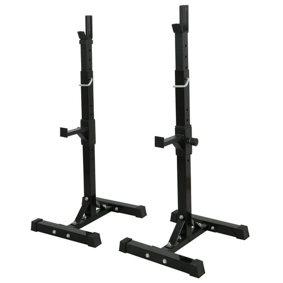 SRJUYK 2PCS Adjustable Squat Rack 40"-66" Steel Press Stands for Barbell and Dumbbell Bench, Heavy Duty Squat Stands with Adjustable Spotters, 550 lbs Capacity for Home Gym