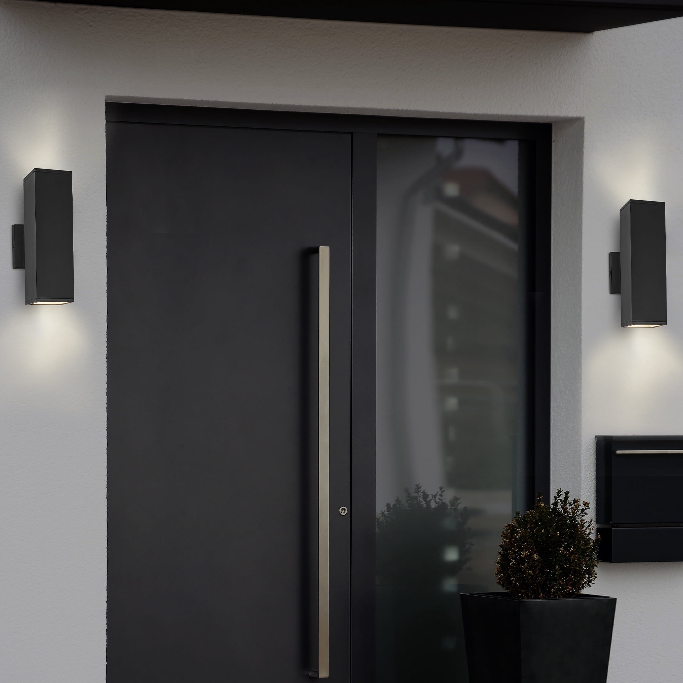 Maxxima LED Rectangular Outdoor Wall Wash, Up and Down Sconce Light, 24 Watt, 2000 Lumens, 3000k Warm White, Dusk to Dawn Sensor