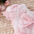 thumbnail image 5 of Inadays Toddler Baby Girl Floral Jacquard Puff Sleeve Dress Summer Bowknot Princess A-line Dresses Kids Birthday Ball Gown Party Pageant Dresses with Hat, Pink, 3-4 Years, 5 of 10