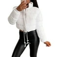 thumbnail image 5 of Women's Cotton-Padded Coat Lightweight Solid Color Warm Jacket with Drawstring Hem Stand Collar Zipper Short Padded Coat for Autumn Winter, 5 of 8