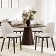 thumbnail image 1 of Set de 4 sillas de comedor COLAMY, tela beige, patas de madera, 1 of 5