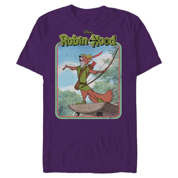 Disney Robin Hood Retro - Short Sleeve Blended T-Shirt for Adults -Customized-Purple