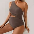 thumbnail image 5 of Neewe Women's Maternity Vacation Style Solid Color Romantic Off-shoulder Backless Bikini Drawstring Style Loose Shoulder Strap Swimsuit, 5 of 6