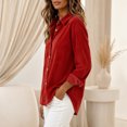 thumbnail image 4 of WULMLEO Women's Corduroy Shirt Casual Loose Fit Long Sleeve Lapel Button Down Fall Winter Tops Red 2XL, 4 of 9