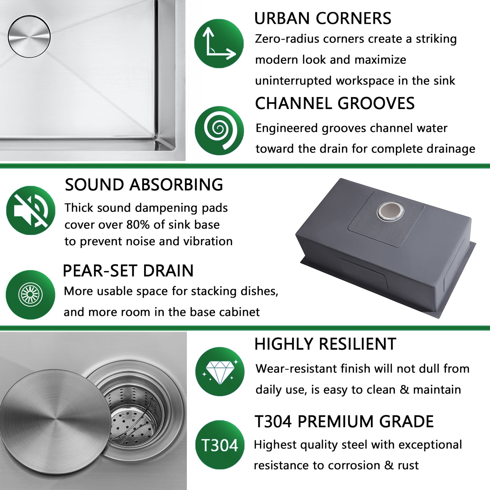 23" Undermount Kitchen Sink and Pull-down Faucet Combo with Drain Assembly with Strainer, Protective Bottom Grid, All in One (23" x 18" x 9")