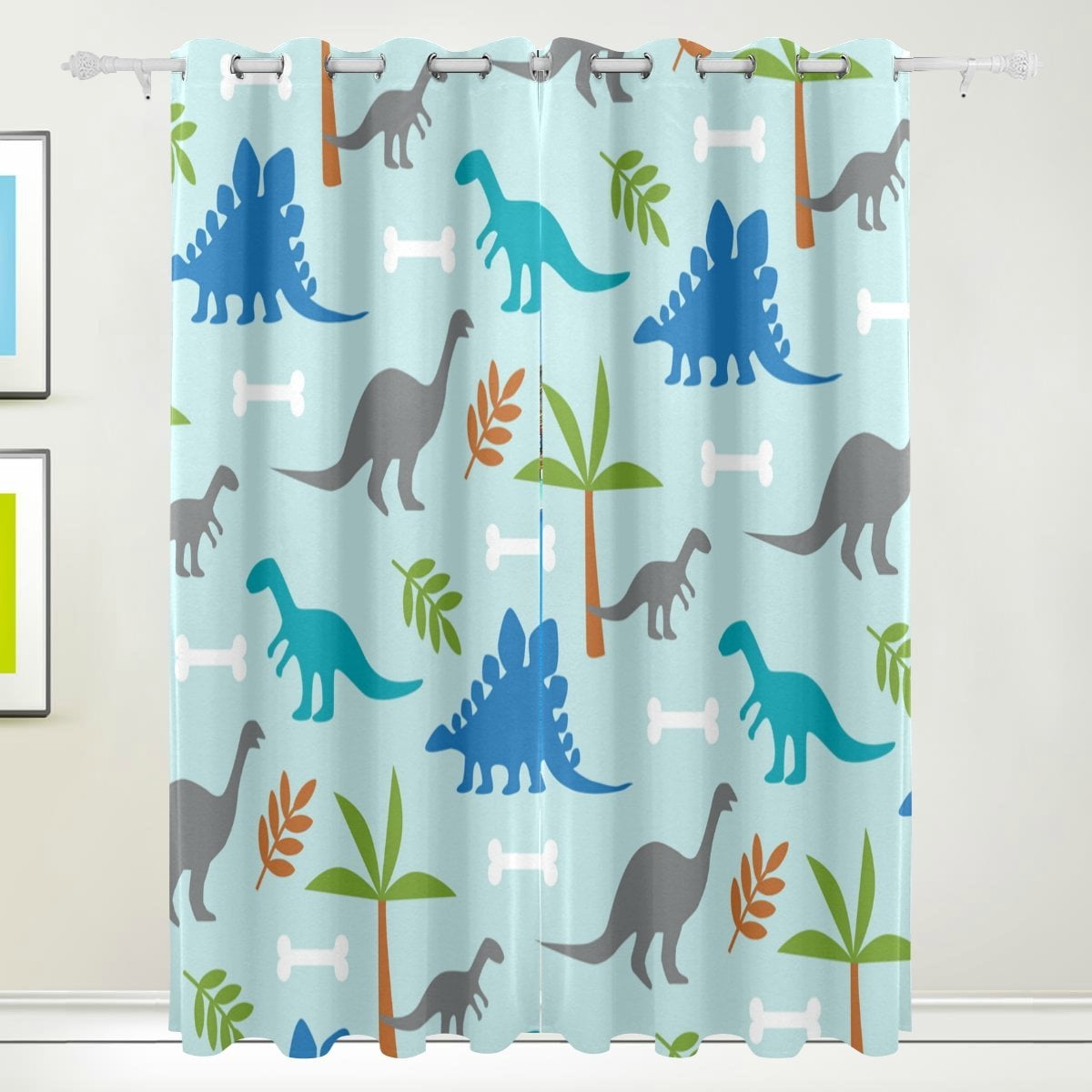 POPCreation Dinosaurs Window Curtain Blackout Curtains Darkening