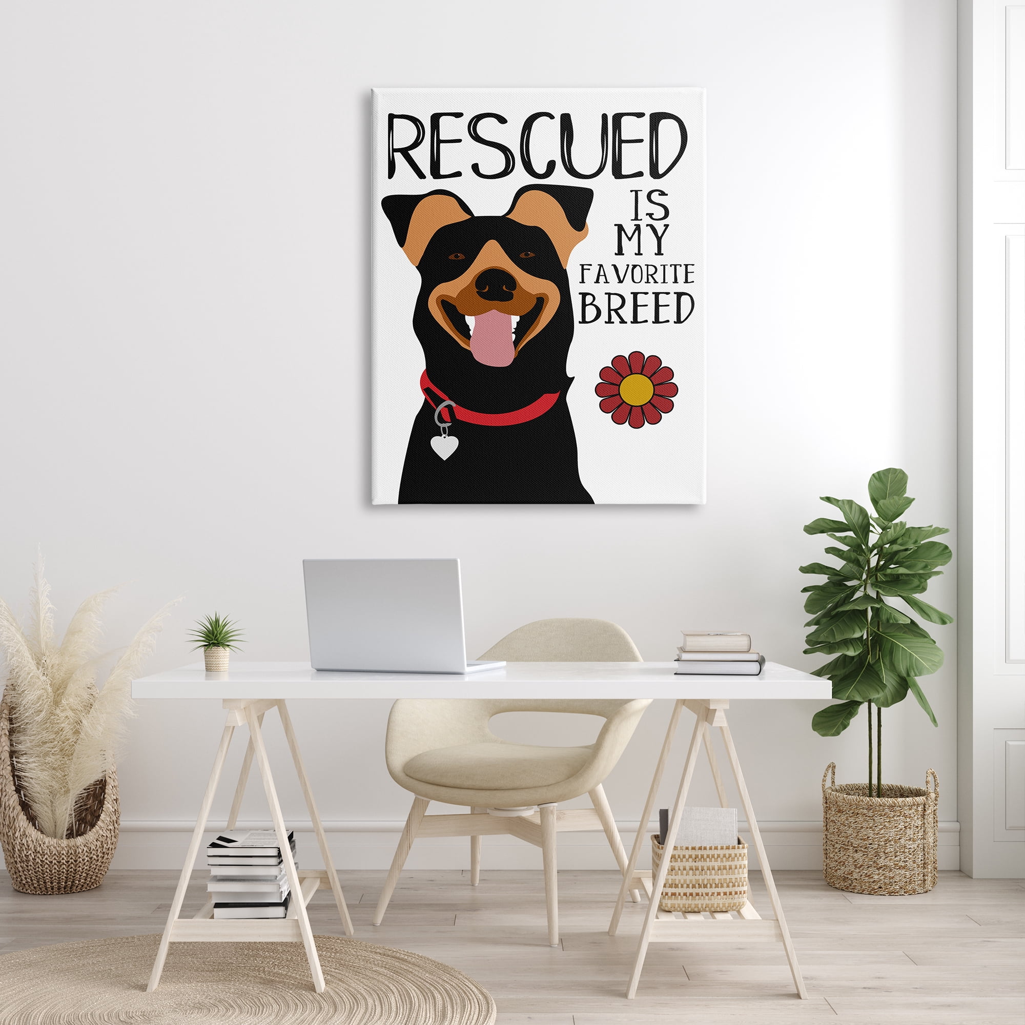 Stupell Industries Rescued is My Favorite Breed Doberman Pet Dog, 36 x 48, Designed by Ginger Oliphant