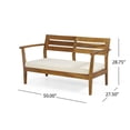 thumbnail image 4 of Leandro Outdoor 4 Piece Acacia Chat Set with Cushions, Gray, Dark Gray, 4 of 27