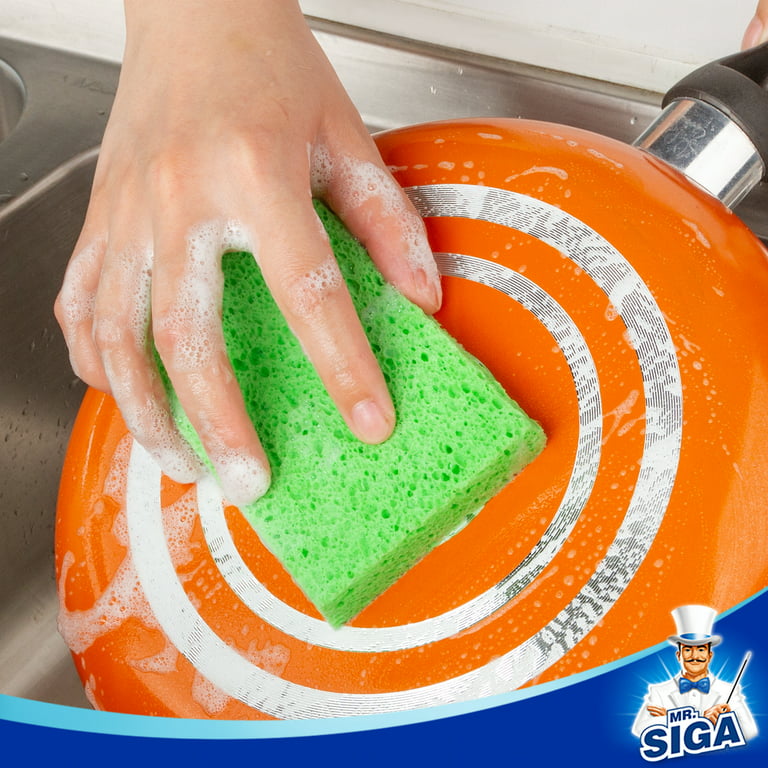 MR.SIGA Non-Scratch Cellulose Scrub Sponge, Dual-Sided Dishwashing Sponge  for Kitchen, 12 Pack : : Home Improvement