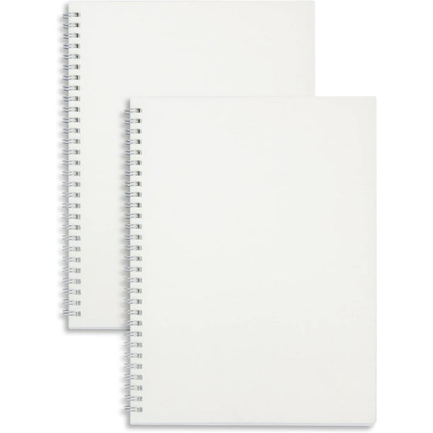Miliko Transparent Couverture Rigide B5 Blanc Wirebound/Spiral Notebook/Journal Set-2 par Pack, 7,1 Pouces x 10 Pouces (Blanc)