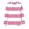 thumbnail image 4 of GEWSEY Striped Fall Sweatshirt for Women Long Sleeve Crew Neck Shirts Casual Orange and White Shirt Causal Basic Tops (Pink, XXL), 4 of 4