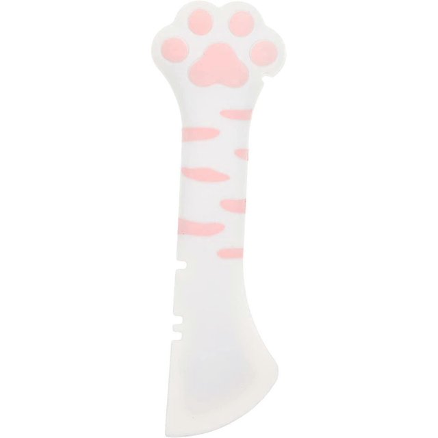 KAIYANG Cuchara para comida para mascotas con forma de pata, cuchara para comida para mascotas, comedero para comida para mascotas con dibujos animados (rosa) y blanco