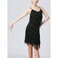 thumbnail image 5 of Kaerm Women's 1920s Flapper Dress Spaghetti Straps Sequin Fringe Latin Dance Dress Party Dancewear Black 3XL, 5 of 6