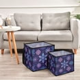 thumbnail image 6 of Home Organizer Foldable Fabric Storage Bin With Handle Blue Purple Snowflake, 6 of 7