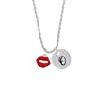 thumbnail image 2 of Delight Jewelry Silvertone Red Lips Silvertone Script Initial Disc - O - Charm Necklace, 20"+3", 2 of 4