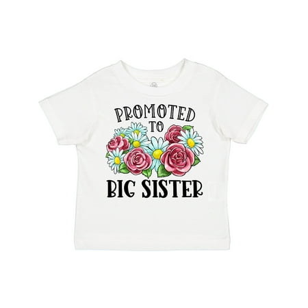 

Inktastic Promoted to Big Sister with Flowers Gift Toddler Toddler Girl T-Shirt