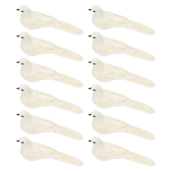 Ornements d'Oiseaux Pigeons Blancs Vogel Ornemente Knstliche Taube 12 Pcs Décoration de Jardinage Artificielle Diy