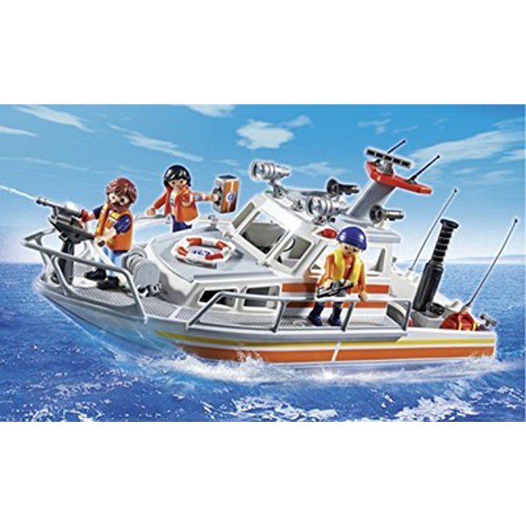 PLAYMOBIL Rescue Boat with Water Hose Play Set - Walmart.com