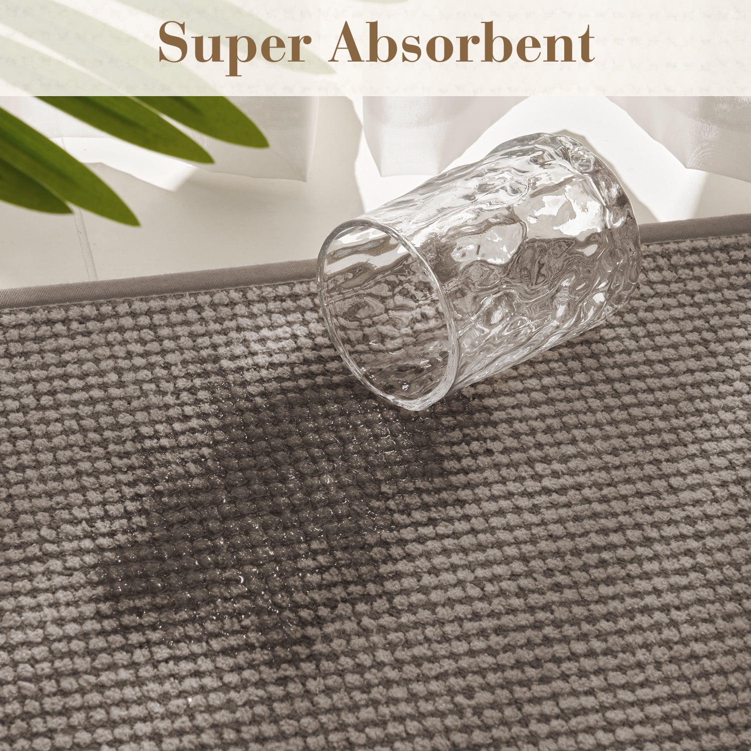 FEELHOME Bathroom Rug Non Slip Absorbent Bath Mat Woven Quick Dry Machine Washable Bathroom Mat with Rubber Backing Ultra Thin Bathroom Rugs Fit Under Door 24"x35" Brown