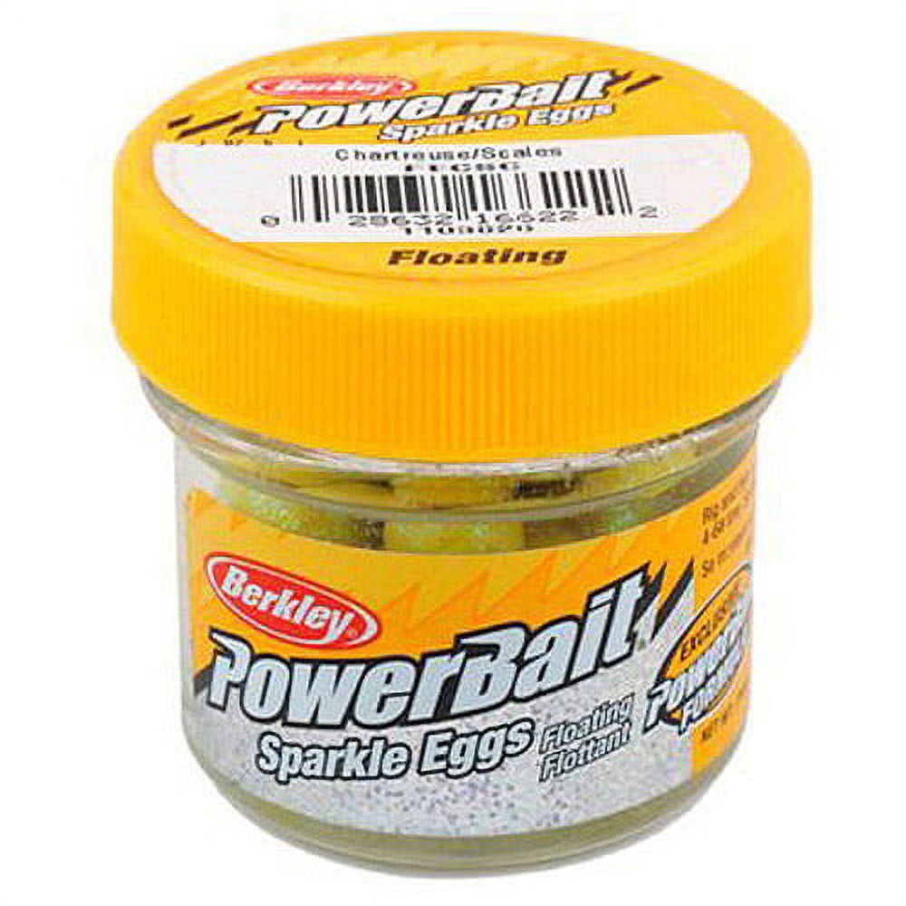 (2 pack) PowerBait Sparkle Power Eggs Floating Magnum Soft Bait Chartreuse with Scales 1103826