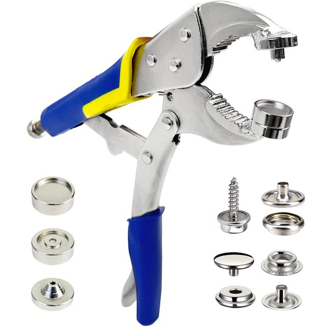 Outil de Bouton-Pression, Outil de Bouton-Pression pour Couvertures de Bateau, Kit de Boutons-Pression en Toile Robuste Comprend 40 Ensembles de Boutons-Pression en Acier Inoxydable 15mm, Bleu