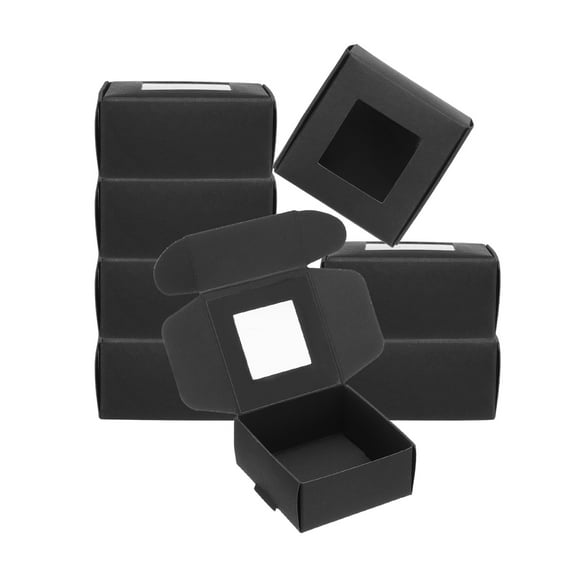Uxcell 2.6"x2.6"x1.2" Paper Soap Box with Window, 40 Pack Soap Boxes Square Presents Packaging Boxes, Black