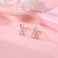 thumbnail image 4 of Solid 925 Sterling Silver Plumeria Flower Stud Earrings for Women Teens Crystal Flower Stud Earrings, 4 of 13