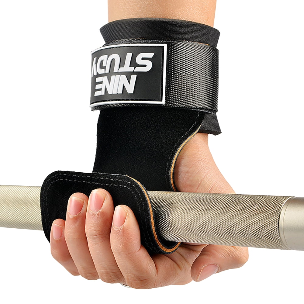 Weight Lifting Wrist Straps Double Layer Leather Deadlift Gloves Pull Up Straps