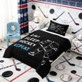 thumbnail image 3 of Erosebridal Distressed Hockey Twin Comforter Sets, Sport Bedding Set for Men and Boys, Black Reversible 2pcs, 1 Comforter and 1 Pillowcase, 3 of 6
