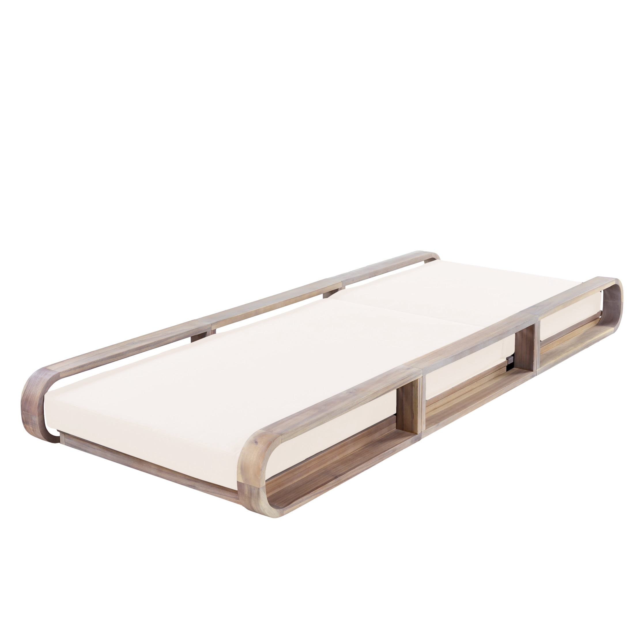 Christopher Knight Home 79" Outdoor Chaise Lounge Set with 4" Water-Resistant Cushion, Light White + Cream
