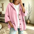 thumbnail image 2 of SONXAHE Womens Hooded Three Quarter Sleeve Button Knit Cardigan Open Front Casual Sweater Coat, 2 of 4