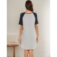 thumbnail image 4 of Ekouaer Womens, Nightgown Nightshirt, Short Sleeve, Raglan Sleepshirt, Boyfriend Style Sleepwear Light Gray L, 4 of 6