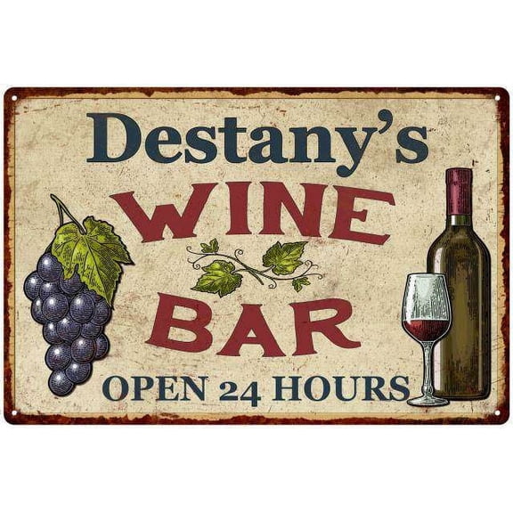 Destany's Rustic Wine Bar Sign Wall Décor Kitchen Gift 12x18 Metal 112180056851